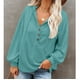 thumbnail image 2 of Tops De Manga Larga Con Cuello En V Tops De Manga Larga Casuales Para Mujer Blusa De Manga Larga Con Cuello En V Botón De Color Puro Casual Tops Con Capucha De Moda Para Mujer ANGGREK  Otros, 2 of 6