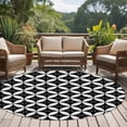 thumbnail image 4 of Black Rhombus Round Area Rug 7Ft Washable Circle Rugs for Dorm Laundry Room, Retro Abstract Geometric Pattern Non-Slip Carpet Floor Mats Indoor Outdoor Carpet Runner Aesthetic Home Decor, 4 of 8