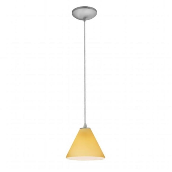 Sydney Inari Silk 28004-1C-BS-AMB One Light Pendant- Amber- Sydney Inari Silk- Brushed Steel