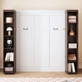 thumbnail image 2 of Queen Size Murphy Bed with Foldable Storage Cabinets, Modern Hideaway Wall Chest Bed with Open Shelves, Wooden Platform Bed Folded into Cabinet for Guest Room, Espresso, 2 of 9