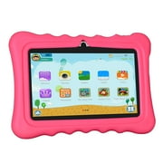 Q88 Kids Android 7.1 OS t ablet 7" Display 1G RAM 8 GB ROM Light Weight Portable Kid-Proof Shock-Proof Silicone Case Kickstand Available with iWawa for Kids Education Entertainment (Pink)