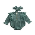 thumbnail image 1 of MesaSe Baby Girls Solid Color Long Sleeve Ruffle Romper Autumn Outfit 0-24 Months, 1 of 5