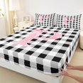 thumbnail image 4 of Manfei Geometric Checkered Print Queen Sheets,Initial Letter P Queen Sheet Sets,4pcs,1 Flat Sheet,1 Fitted Sheet and 2 Pillowcases, 4 of 6
