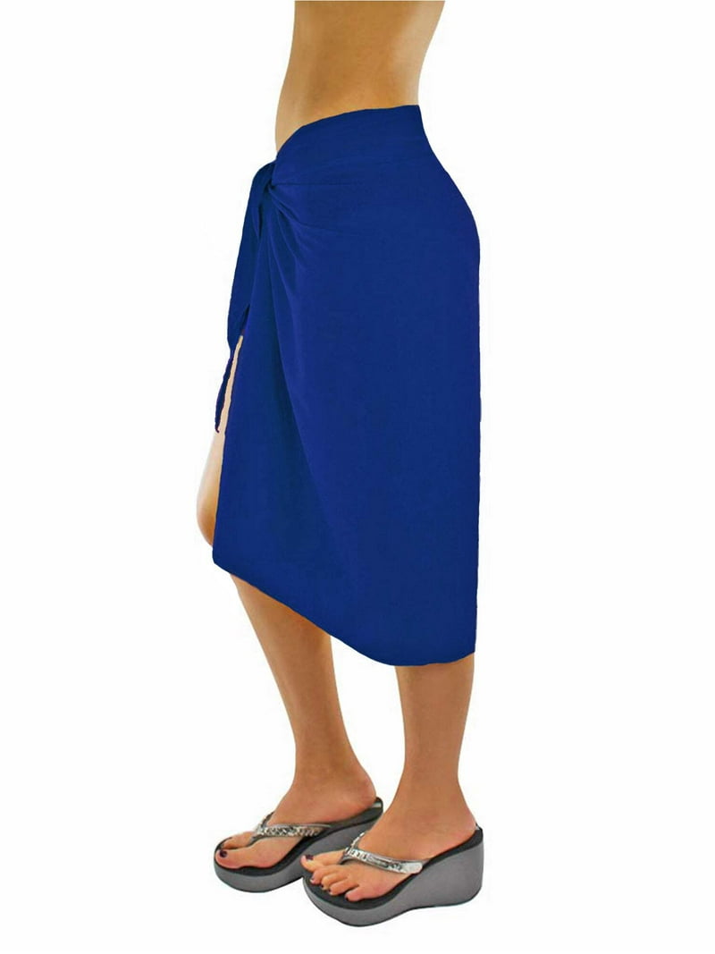 Luxury Divas Island Blue Sarong for Women, Swim, Beach and Pool Cover Up,  Knee Length, Sheer - Walmart.com