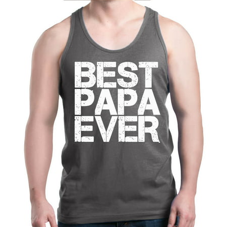 Shop4Ever Men's Best Papa Ever Bold Font Father's Day Graphic Tank