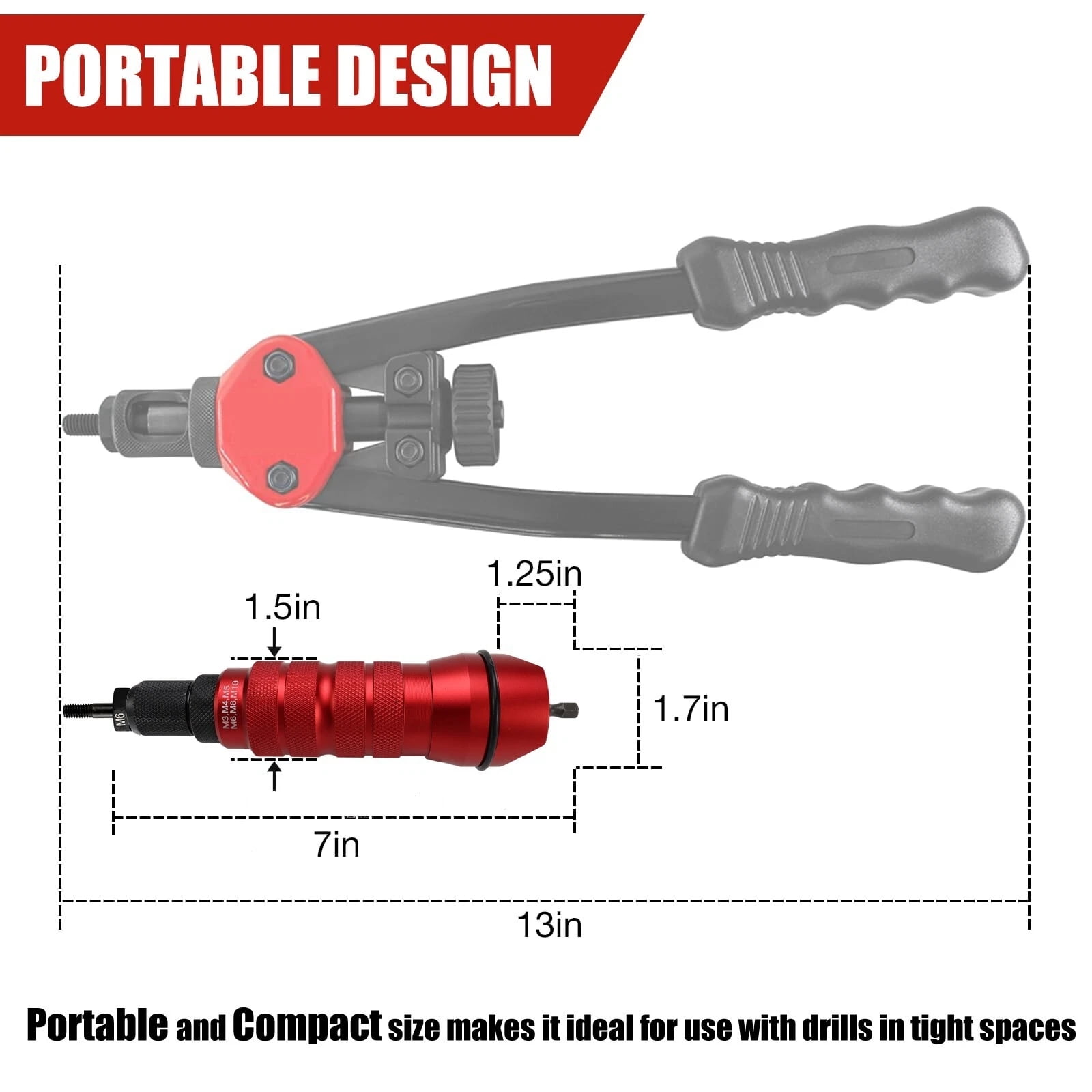 iMeshbean Pneumatic Drill Electric Rivet Nut Gun Adapter Riveter Rivnut M3-M10 150pcs