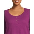 thumbnail image 5 of Terry & Sky Women’s Plus Size Henley Waffle Tee with Long Sleeves, 2- Pack, 5 of 5