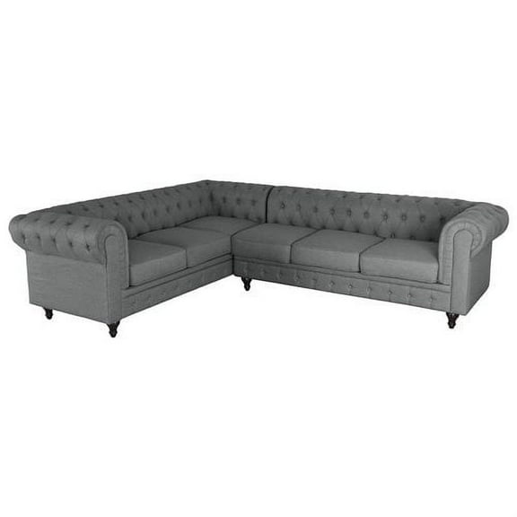 US Pride Furniture Sophia Button Tufted Fabric Upholstered 2-Pc Right Facing Sectional Sofa, Grey