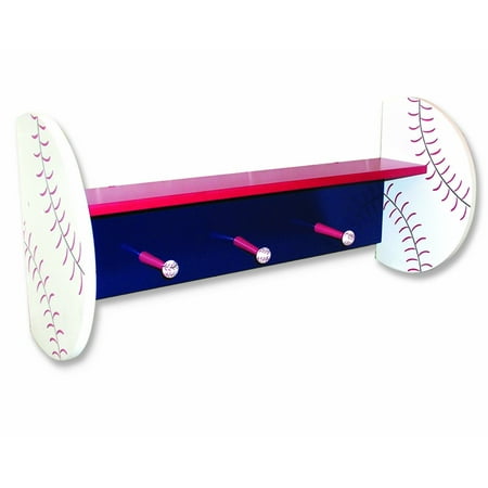 Baseball Peg - Baseball Shelf with Peg Hooks, Baseball shelf with pegs By Trend Lab