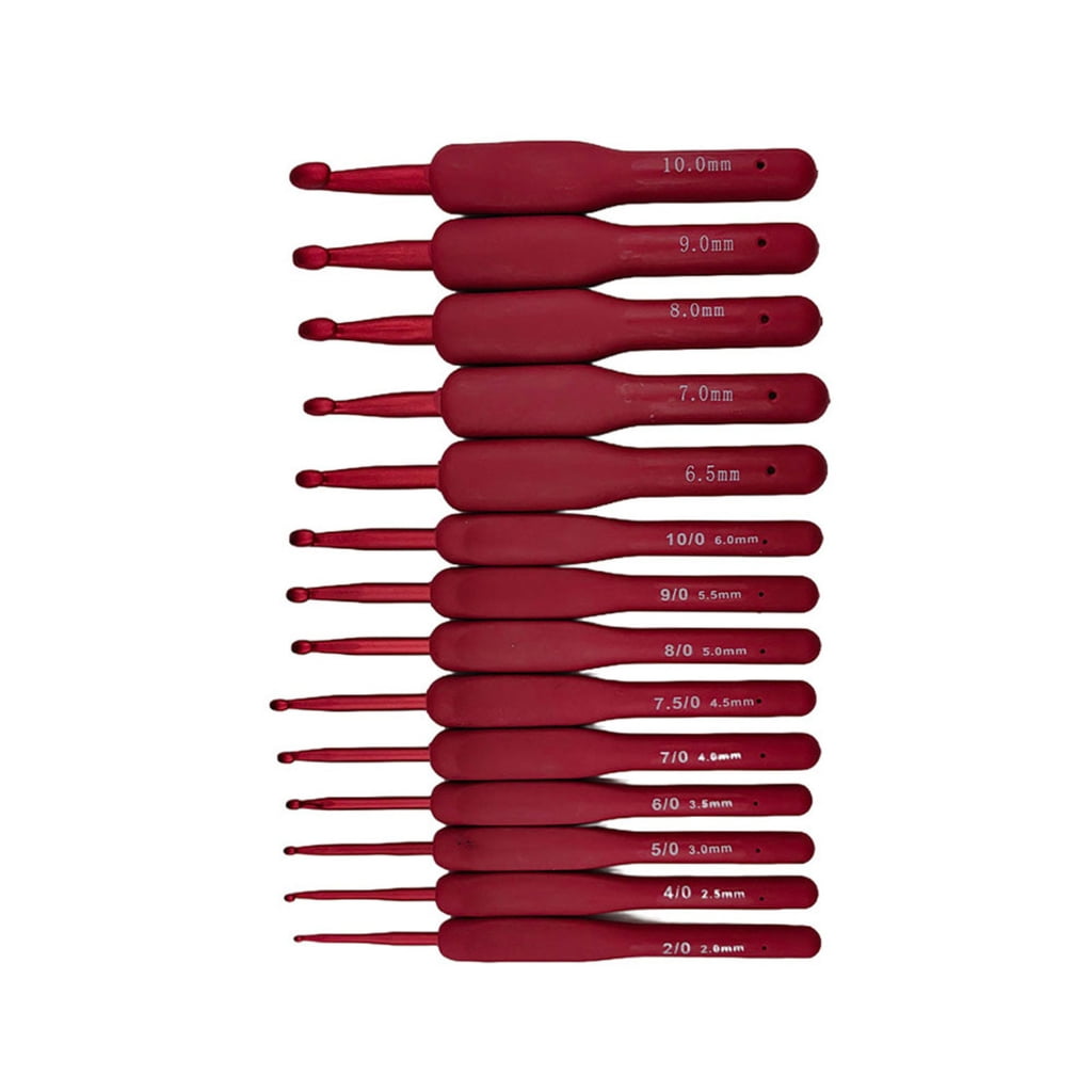 Oasiva 14Pcs Ergonomic Handle Crochet Hook Needle 2.0mm-10mm for Beginner Knitting