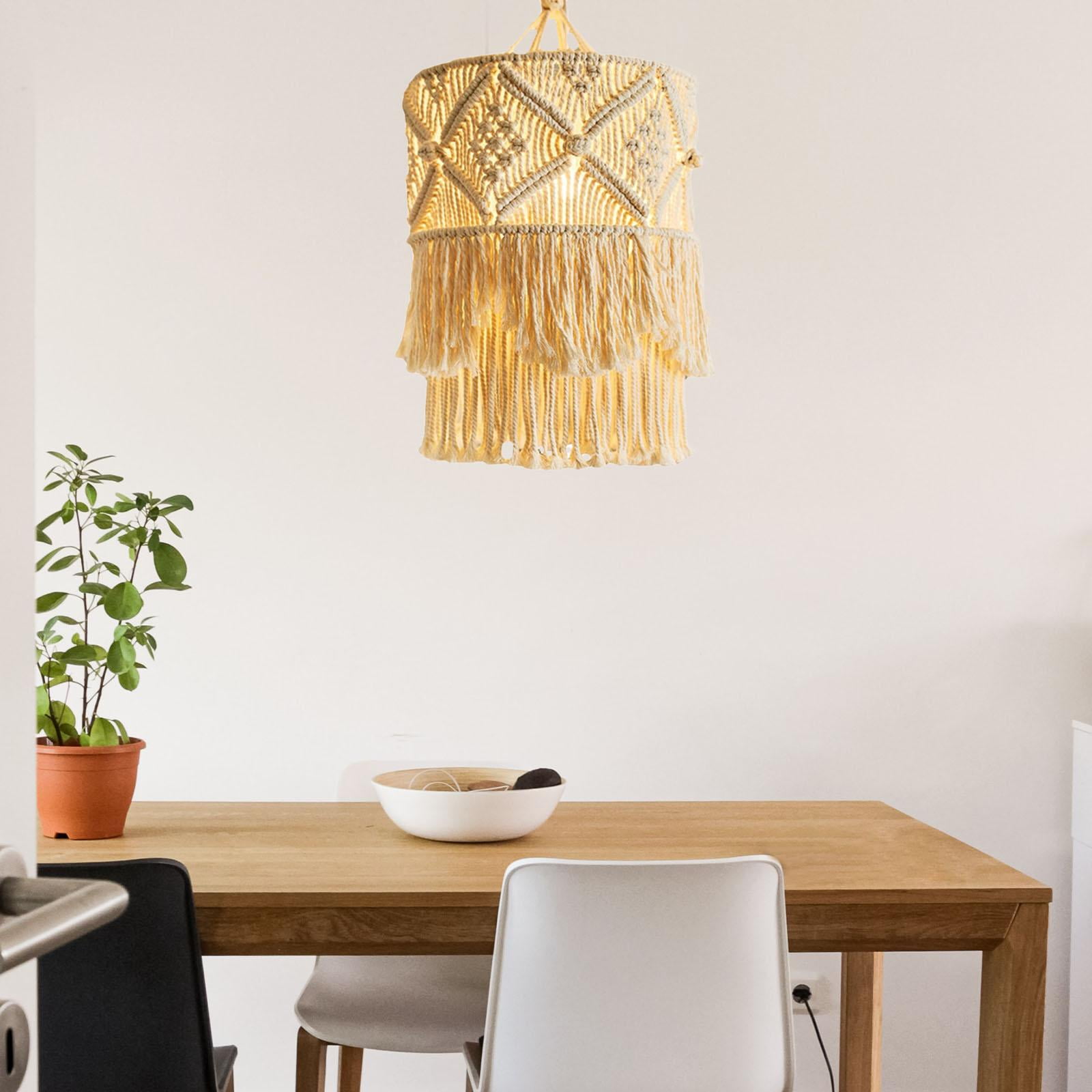 Macrame Tassel Lamp Shade Woven Bohemian Hanging Lampshade Cover Removable Hotel Nursery Party Decor