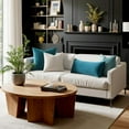thumbnail image 2 of 28x28 Inch Euro Sham Velvet Pillow Covers, Set of 2 Large Square Decorative Pillows -Teal Super Soft for King Bed, Sofa, Couch, Accent Chairs with Hidden Zipper, 2 of 6