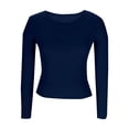 thumbnail image 6 of GEWSEY Womens Long Sleeve Shirts Fall Tops Crew Neck Base Layer Ribbed Slim Fitted Pullover (Navy, L), 6 of 6