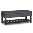 thumbnail image 1 of SIMPLIHOME Cosmopolitan 44 inch Wide Traditional Rectangle Storage Ottoman Bench with Open Bottom in Slate Grey Linen Look Fabric, for Living Room, Bedroom, 1 of 5