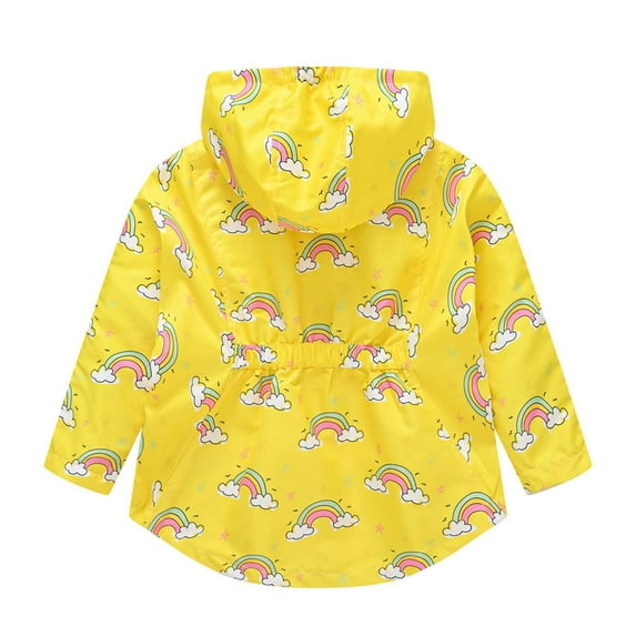 IROINNID Child's Hooded Windbreaker Zipper Shirt Cartoon Rainbow Coat Water Proof Jacket