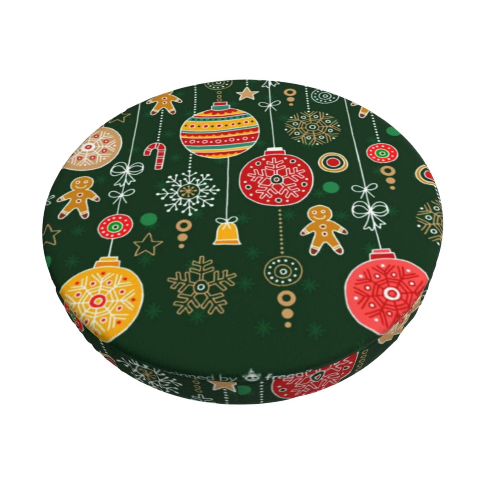 Easygdp Christmas Print Easy To Install Bar Stool Covers&Stool Covers Round&Elastic Stool Cover, Barstool Covers,Washable&Bottom With Elastic Edge-13 inch