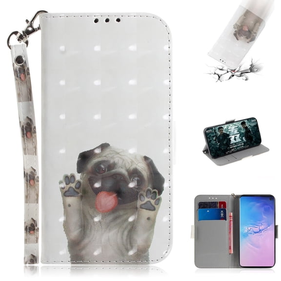 Galaxy S10 Plus Case, S10 PlusCase, Allytech 3D PU Leather Protective Cover & Pocket Lanyard Wallet with Cards Holder, Support Kickstand Slim Case for Samsung Galaxy S10 Plus, Dog