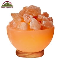 Himalayan Glow Massage Bowl Salt Lamp with Natural Crystal Chunks and Dimmer Cord, Wood Base, Night Light