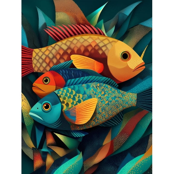 Colorful Tropical Fish Modern Illustration Poster 【Photo Paper】