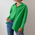 thumbnail image 2 of hotojiny Button Down Shirts for Women Casual Long Sleeve Lapel Loose Blouse Lounge Solid Color Spring Clothes, 2 of 7