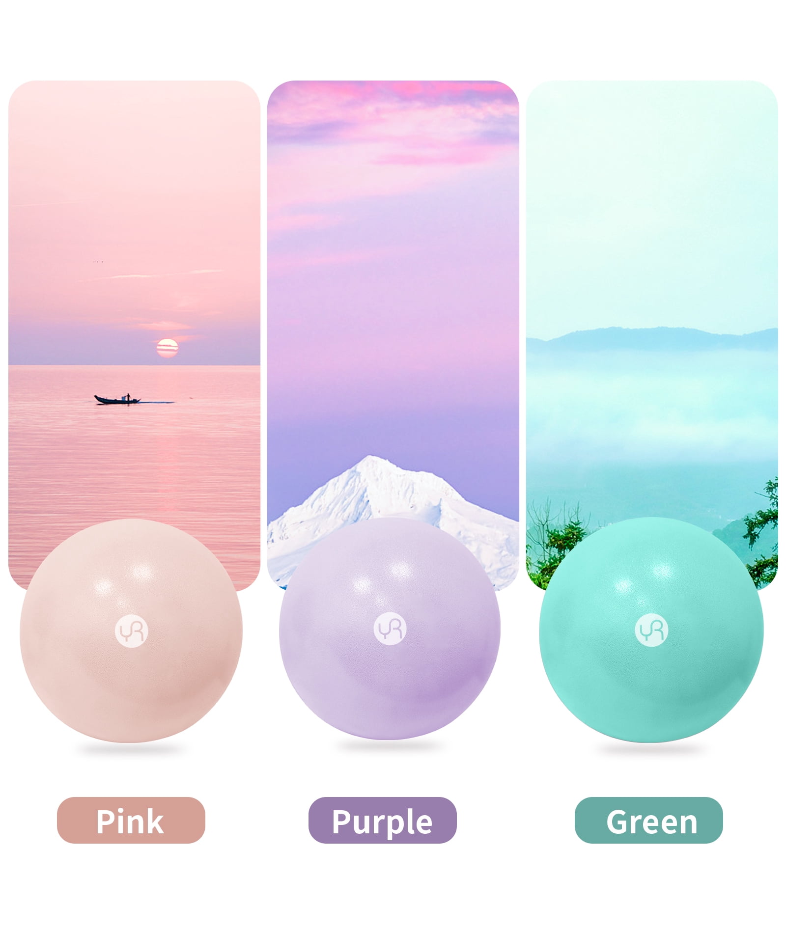YR 9.8 inch Mini Yoga and Pilates Ball, Small Exercise Ball for Stability, Core Training and Physical Therapy, Pink
