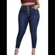 thumbnail image 3 of Vaqueros Ajustados de Talla Grande para Mujer, Cintura Alta, Elásticos, Clásicos, Hasta el Tobillo Azul XL, 3 of 7