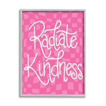 Radiate Kindness Pink Checkered Inspirational Graphic Art Gray Framed Art Print Wall Art