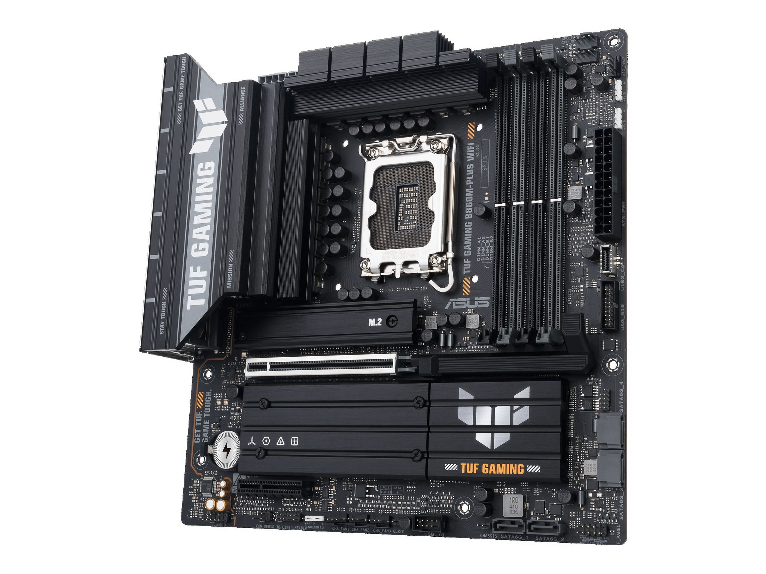 ASUS TUF GAMING B860M-PLUS WIFI B860 LGA 1851 mATX motherboard, Intel Core Ultra Series 2 Ready, AI PC, 12+1+2+1 80A stages, DDR5 ,PCIe 5.0, 3x M.2, Wi-Fi 7,  2.5G LAN, HDMI, USB 20Gbps Type-C