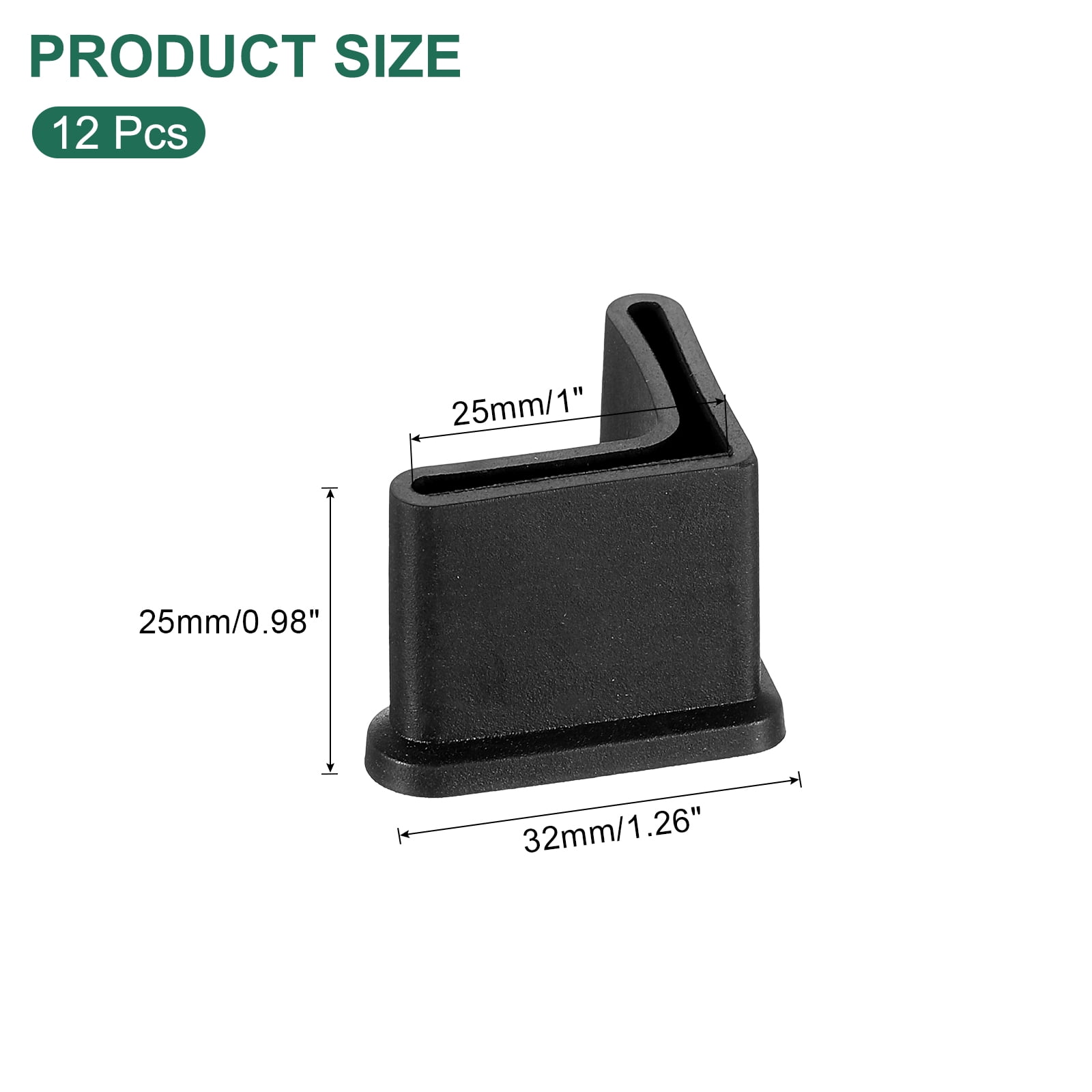 Unique Bargains L Shaped Furniture Angle Pads Leg Caps Floor Anti Slip Black 1" x 1"
