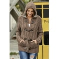 thumbnail image 4 of Khaki Fur Hood Horn Button Sweater Cardigan, 4 of 4