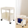 thumbnail image 1 of Movable Storage Rack Sundries Household Dormitory Student Bedroom Beige Bookcase Floor Bookshelf Room Large Capacity Room Dormitory Bookstand Brake Pulley Include, 1 of 8