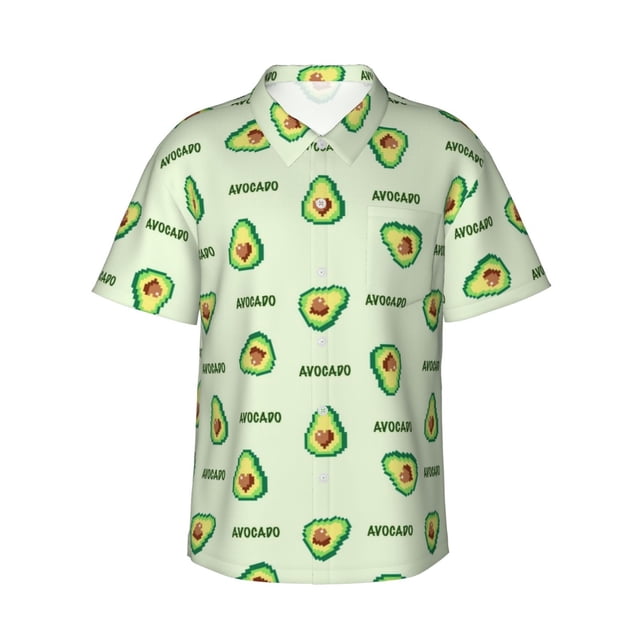 Fotbe Green Avocado Camisa Hawaiana para Hombre Unisex – Camisa Casual de Verano con Botones de Manga Corta de Algodón y Lino,Medium