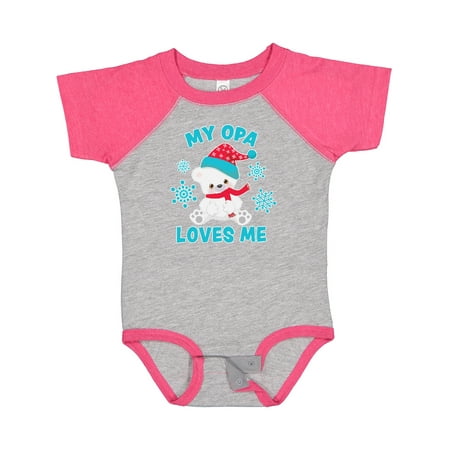 

Inktastic Polar Bear My Opa Loves Me in Santa Hat with Snowflakes Boys or Girls Baby Bodysuit