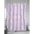 thumbnail image 5 of Boanket Polyester Fabric Pink Blue Floral Shower Curtain, Vintage Pastoral Botanical Leaves Waterproof Bathtub Curtain Bathroom Decor Set with Hooks 66 x 72 Inches,, 5 of 6