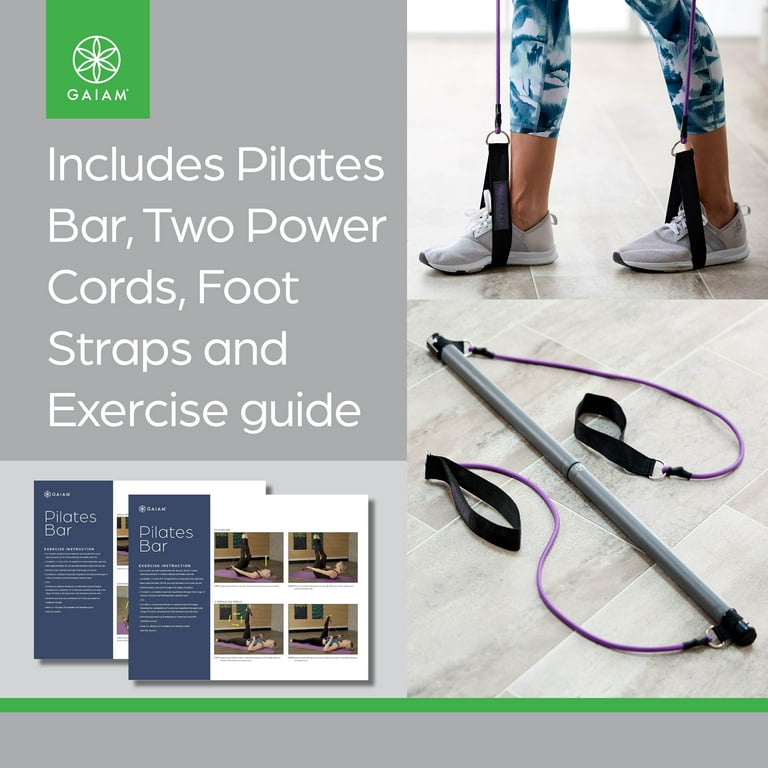 Gaiam Pilates Bar Kit, 1 Bar with 2 Resistance Cords, Exercise