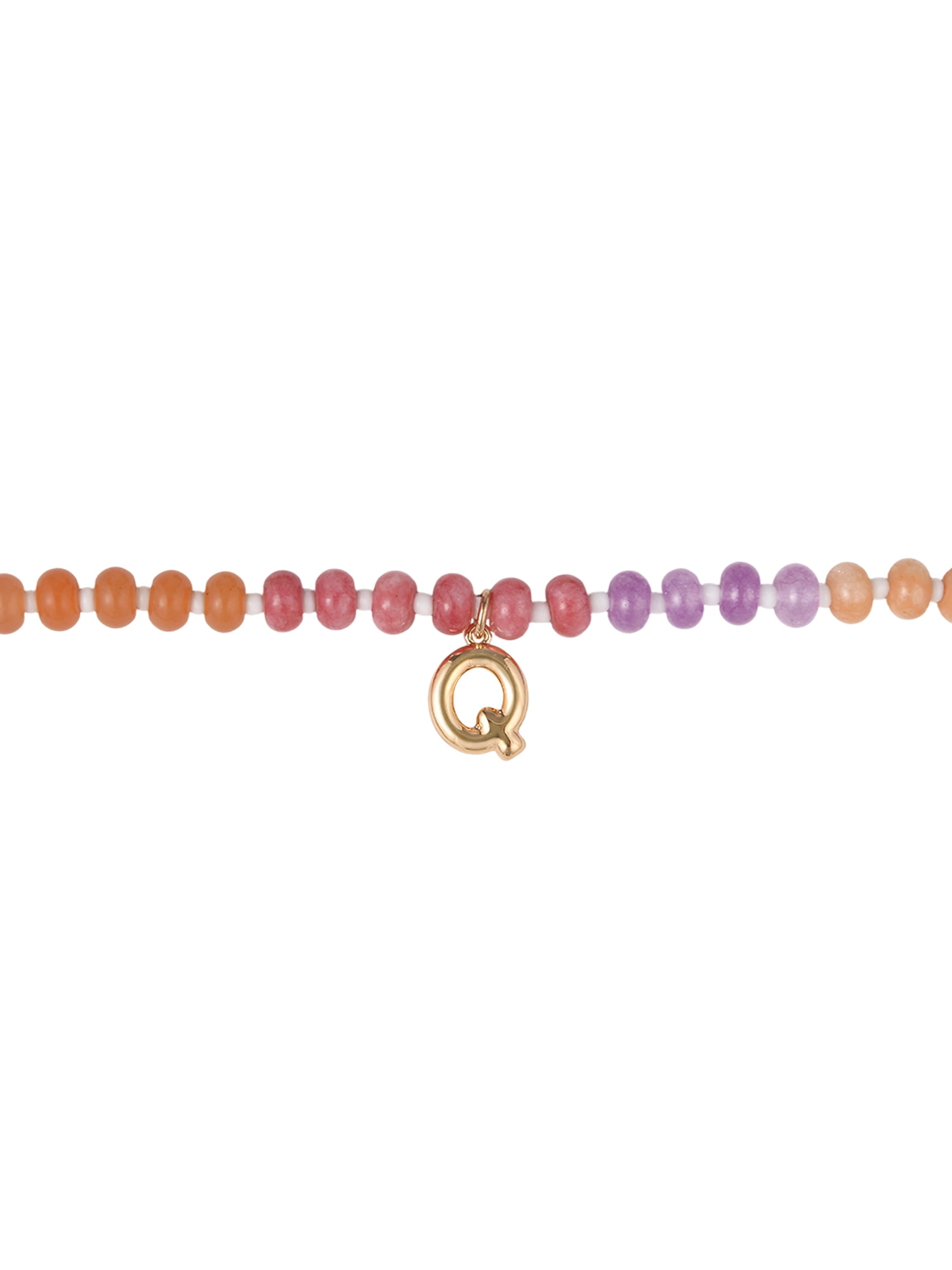 Time and Tru Goldtone Multicolored Bead Initial "Q" Necklace