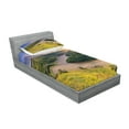 thumbnail image 2 of Ambesonne Nature Fitted Sheet & Pillow Sham Set, Rising Sun Calm River, Twin, Multicolor, 2 of 2