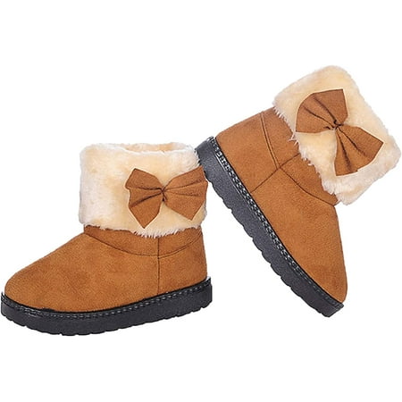 

Baby s Girl s Toddler Fashion Cute Bowknot Fur Lining Princess Warm Snow Boots