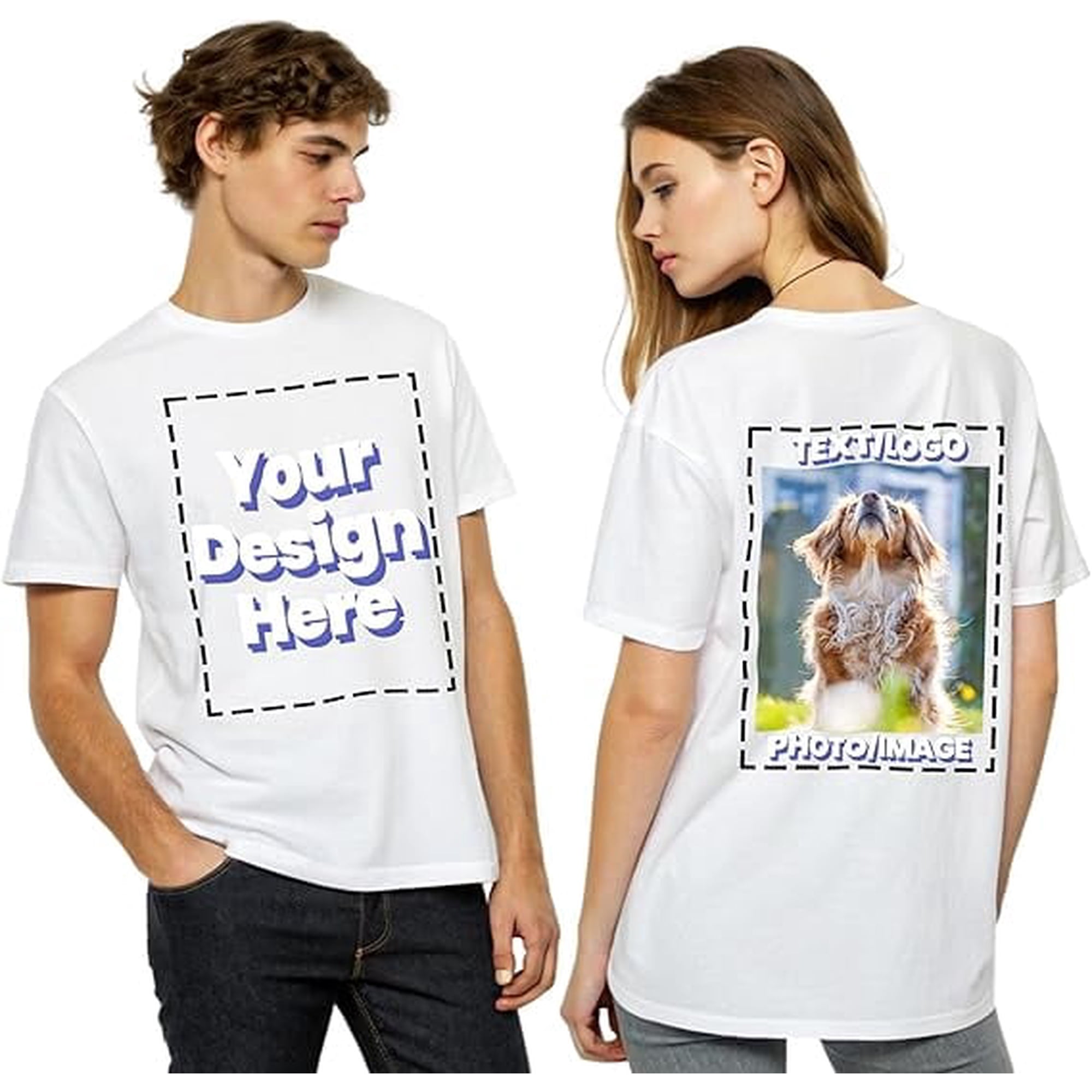 Anley Custom T-Shirts Personalized with Logo Text Image - Full Color Front & Back Print - 100% Cotton Unisex Fit - Design Your Own Shirt for Events, Teams, or Branding