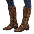thumbnail image 3 of Women's -High Boots Ladies Fashion Suede Leopard Print Pointed Side Zipper Thick Heel Long Boots, 3 of 8