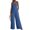 Blue, variant on RYDCOT Casual Summer Jumpsuits for Women 2025 Front Pocket Elasticity Straps Overalls One Piece Sleeveless Wide Leg Long Pant Romper with Pockets Black