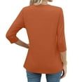 thumbnail image 5 of Sweet Home Farm 3/4 Sleeve T Shirts for Women Summer Tops Trendy 2025 Causal Length Tunic Loose Comfy Solid Crewneck Blouses T Shirts for Women Orange, 5 of 7