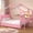 Pink, variant on Toogaho Twin Size House Bed with Desk and Drawers,Metal Floor Bed, House-Shape Platform Bed Frame with Padded Headboard for Bedroom,Pink