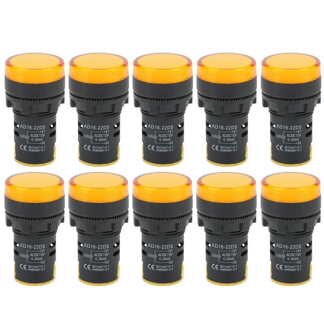 10PCS AD16‑22DS Indicador LED amarillo Lámpara de señal LED de alto brillo para indicación de señal CA/CC 110 V
