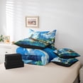 thumbnail image 5 of meiyoeat Waterfall Mountain Dinosaur Twin Bedding for Boys Girls Kids, Triceratops Nature Bedding Comforter Set, Blue, Black Reversible, 7pcs, 5 of 6