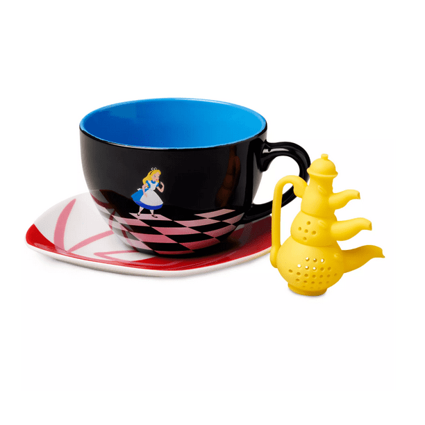 Disney Parks Alice in Wonderland Mug, Saucer and Tea Infuser Set New
