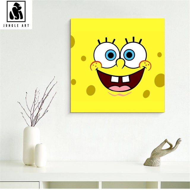 Cuadro Decorativo Bob Esponja Cara Canvas Listo Para Colgar 40x60cm Jungle Art Impresion Tela Arte
