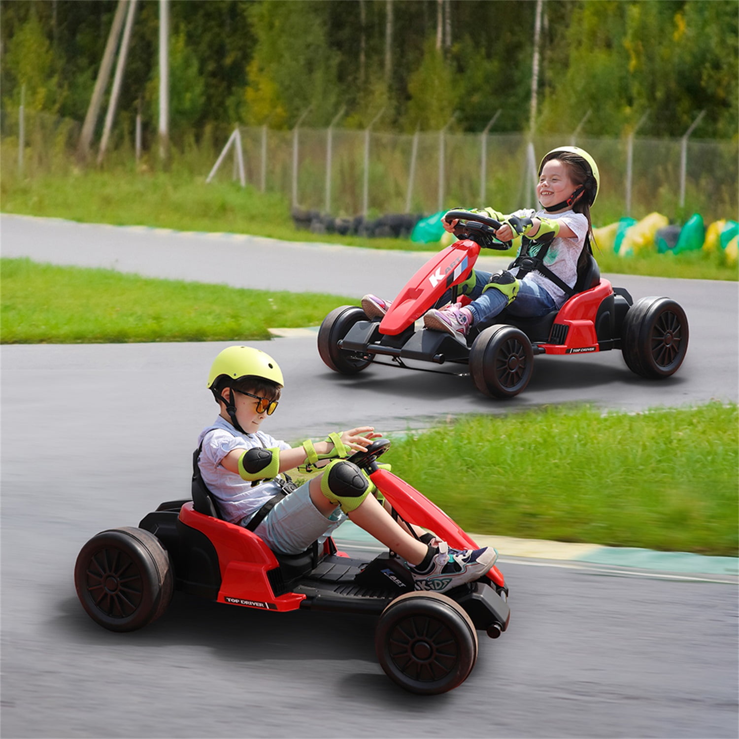 CIPACHO 24V GoKart, Outdoor Race Pedal Go Karting Car for Kids, Electric Ride on Toys with Music, Horn, Power Display, Protectors, Red CIPACHO 24V GoKart, Outdoor Race Pedal Go Karting Car for Kids, Electric Ride on Toys with Music, Horn, Power Display, Protectors, Red