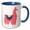 Blue/White, variant on 3drose, Fun Creative Fluffy Pink Llama Wearing a Saddle Blanket, 11oz Two-tone Blue Mug