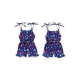thumbnail image 2 of Suealasg 4th of July Little Girl Cami Jumpsuit 1T 2T 3T 4T 5T Kids Girls Sleeveless Star Print Tie Up Spaghetti Strap Romper Shorts Toddler Girl Summer Independence Day Clothes, 2 of 9